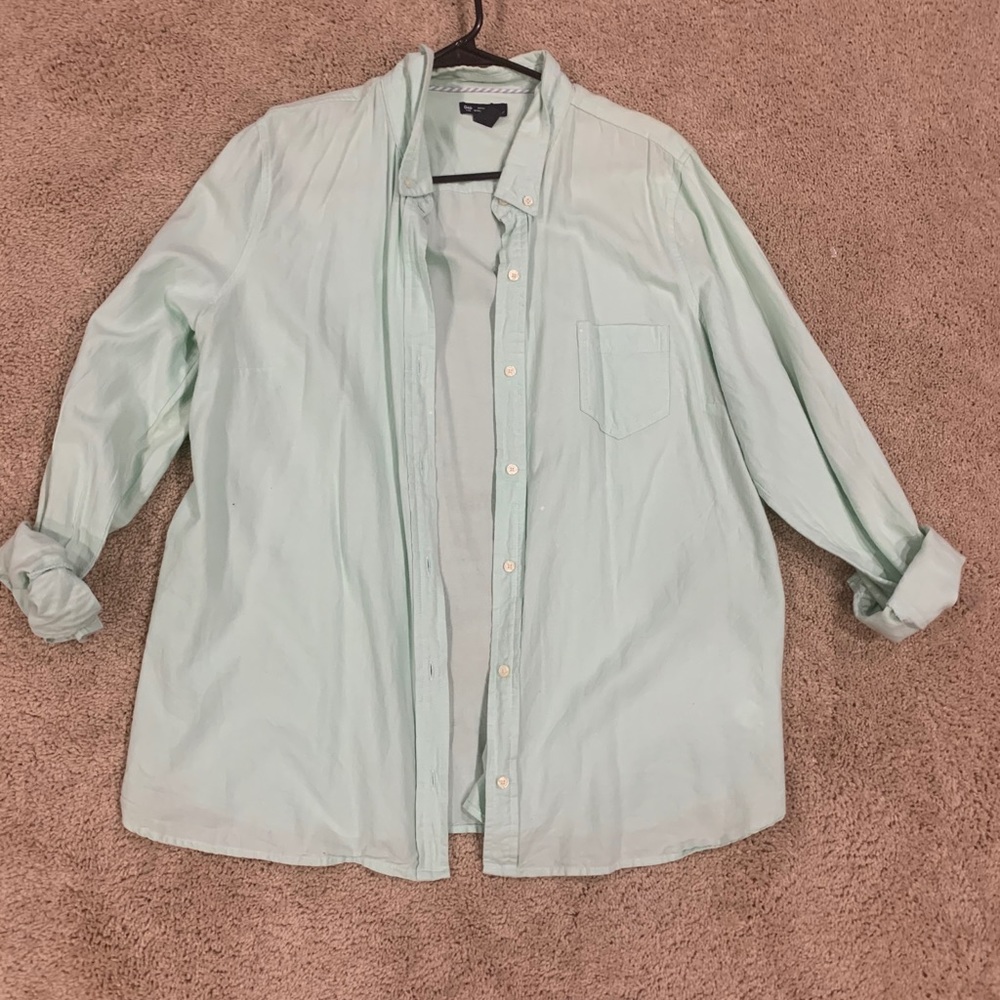 GAP XL mint green quarter length button down